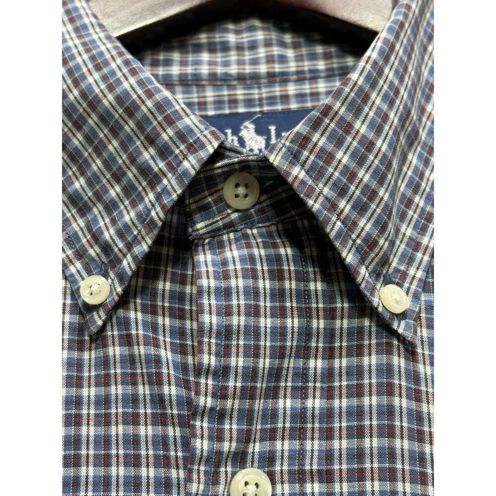 Ralph Lauren Men's Large Shirt 100% Cotton Long Sleeve Blair Button Plaid GUC - Picture 4 of 14